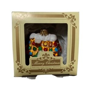 Impuls Mouth Blown & Hand Painted Gingerbread Scented House Christmas Ornament